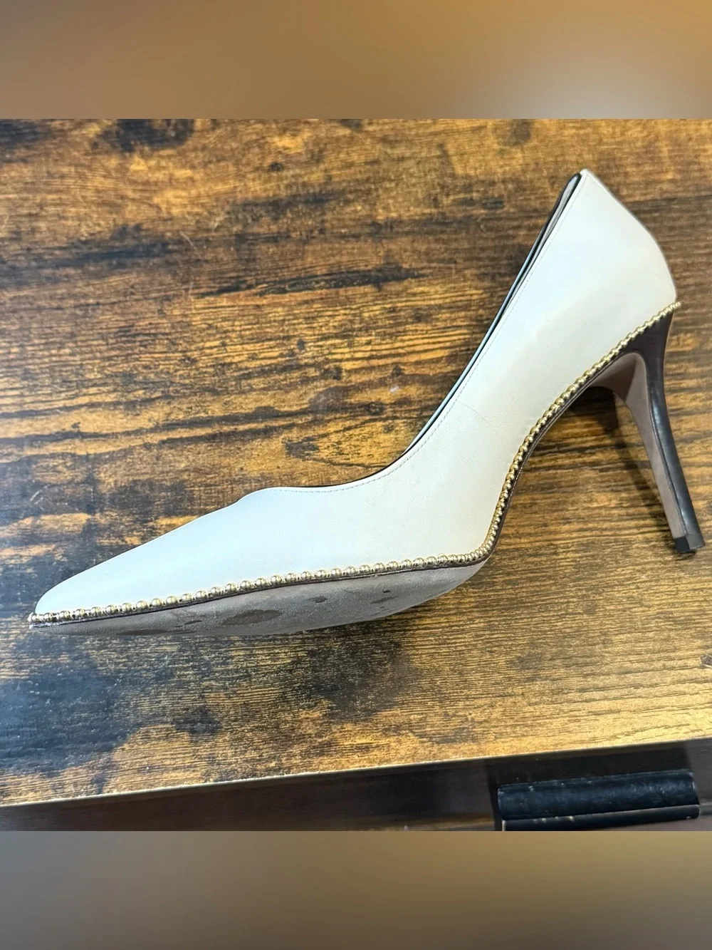 Coach Tamera Right Shoe Only Size 11B Ivory Leather Pointed Toe Stiletto Pump